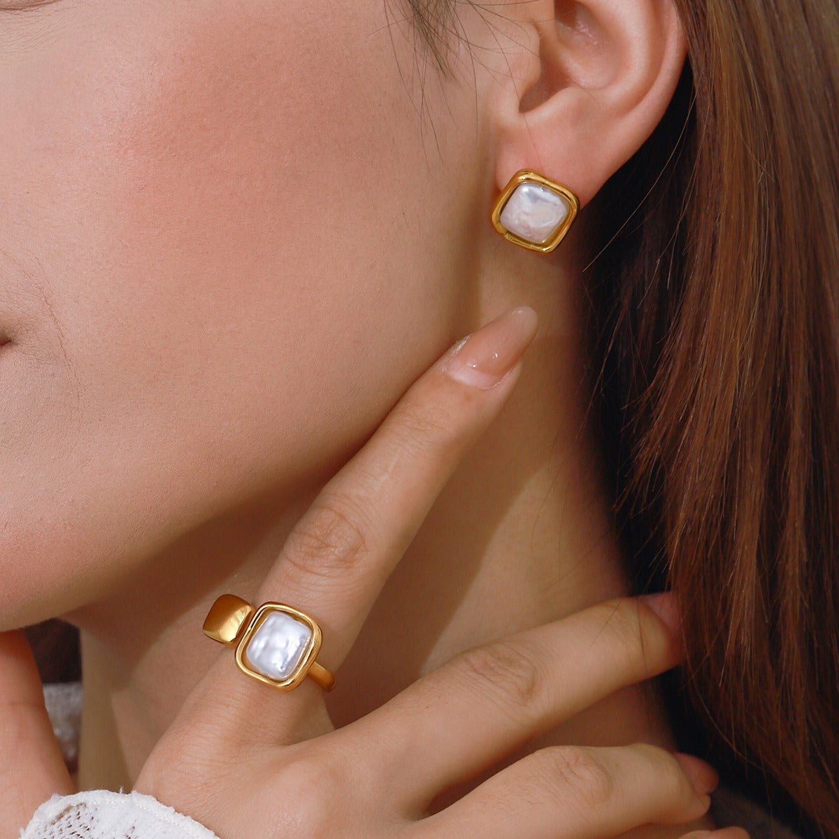Bunker Bay Pearl Earrings + Ring Set