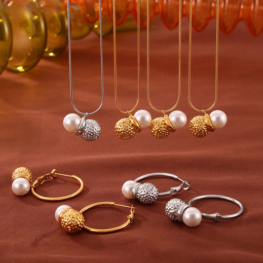 Mooloolaba Pearl Earrings + Necklace Set