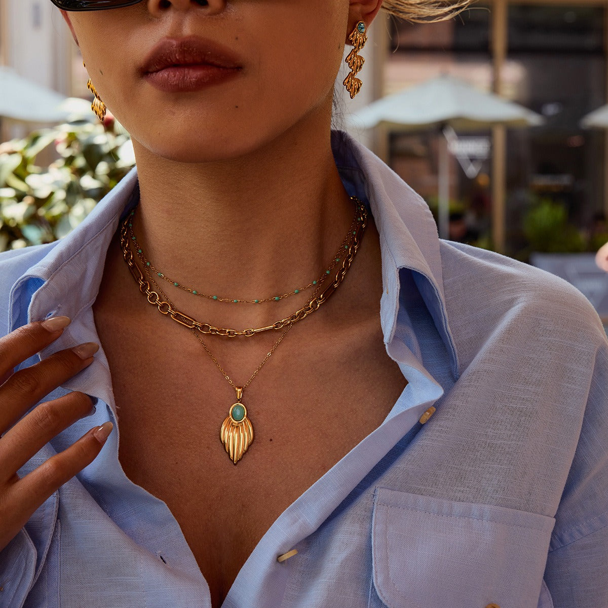 Seven Mile (Lennox) Geometric Earrings + Necklace Set