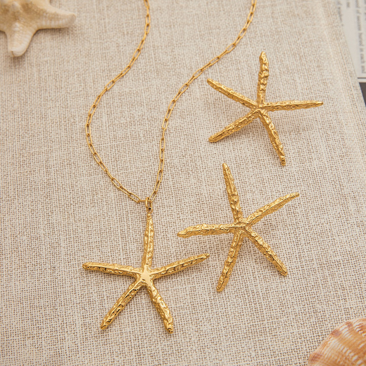 Brighton (VIC) 11 Starfish Earrings + Necklace Set product photo