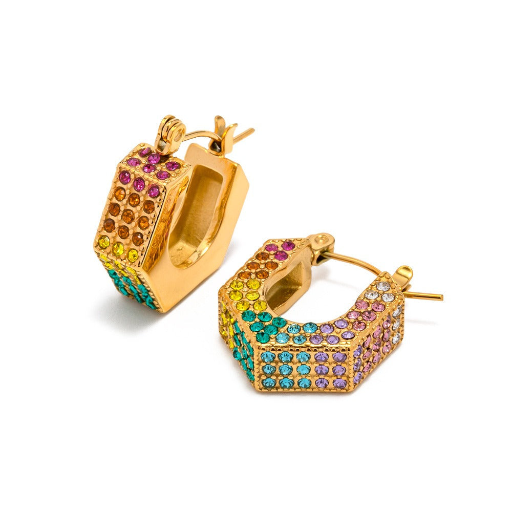 Rainbow Bay C‑Shaped Earrings